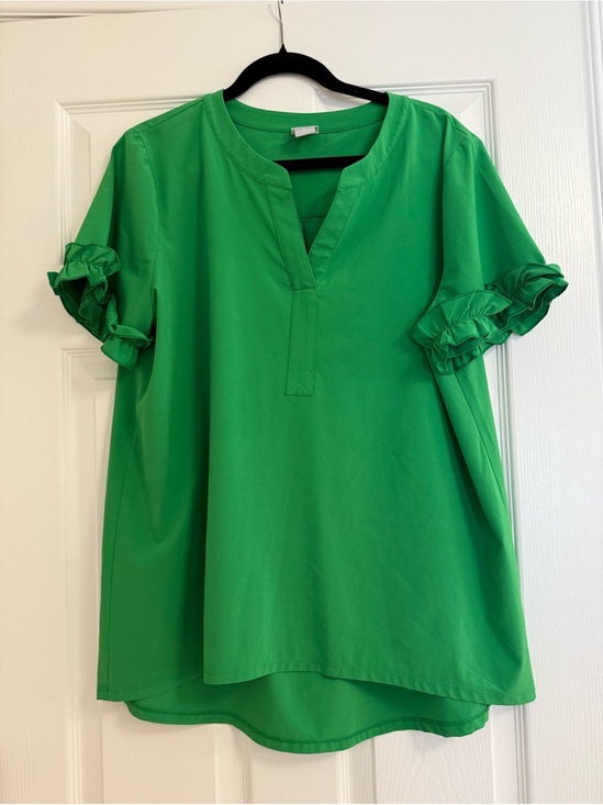 Chico's Tops - Chico's Bright Green Ruffle Sleeve Tunic - Chico’s Size 2 or 12/14
